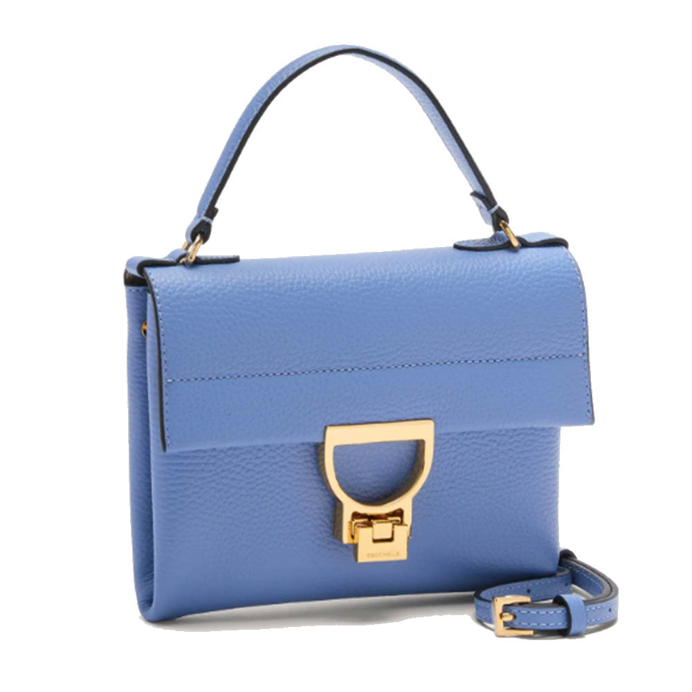 COCCINELLE Damen Handtasche mit Schultergurt aus Leder Arlettis Mini Line Farbe Azul