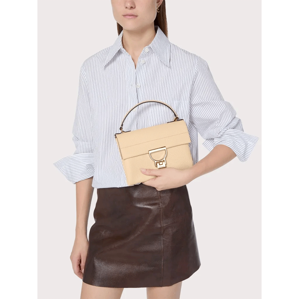 Borsa Donna a Mano con Tracolla COCCINELLE in Pelle Linea Arlettis Mini colore Pearl