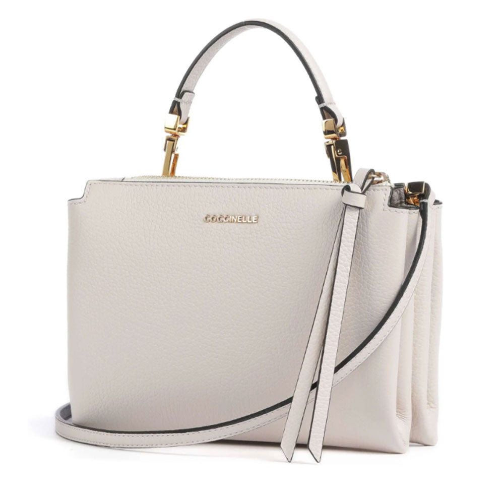 Borsa Donna a Mano con Tracolla COCCINELLE Linea Arlettis in Pelle colore Lambskin White