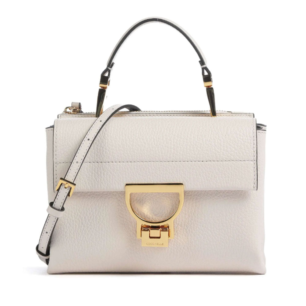 Borsa Donna a Mano con Tracolla COCCINELLE Linea Arlettis in Pelle colore Lambskin White