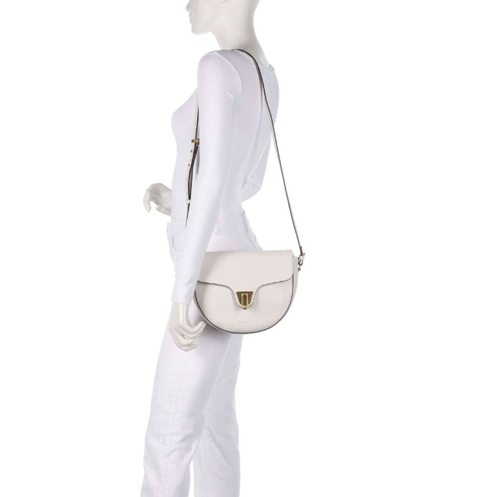 COCCINELLE Damen-Umhängetasche aus Leder Beat Soft Medium-Linie, Farbe Weiß