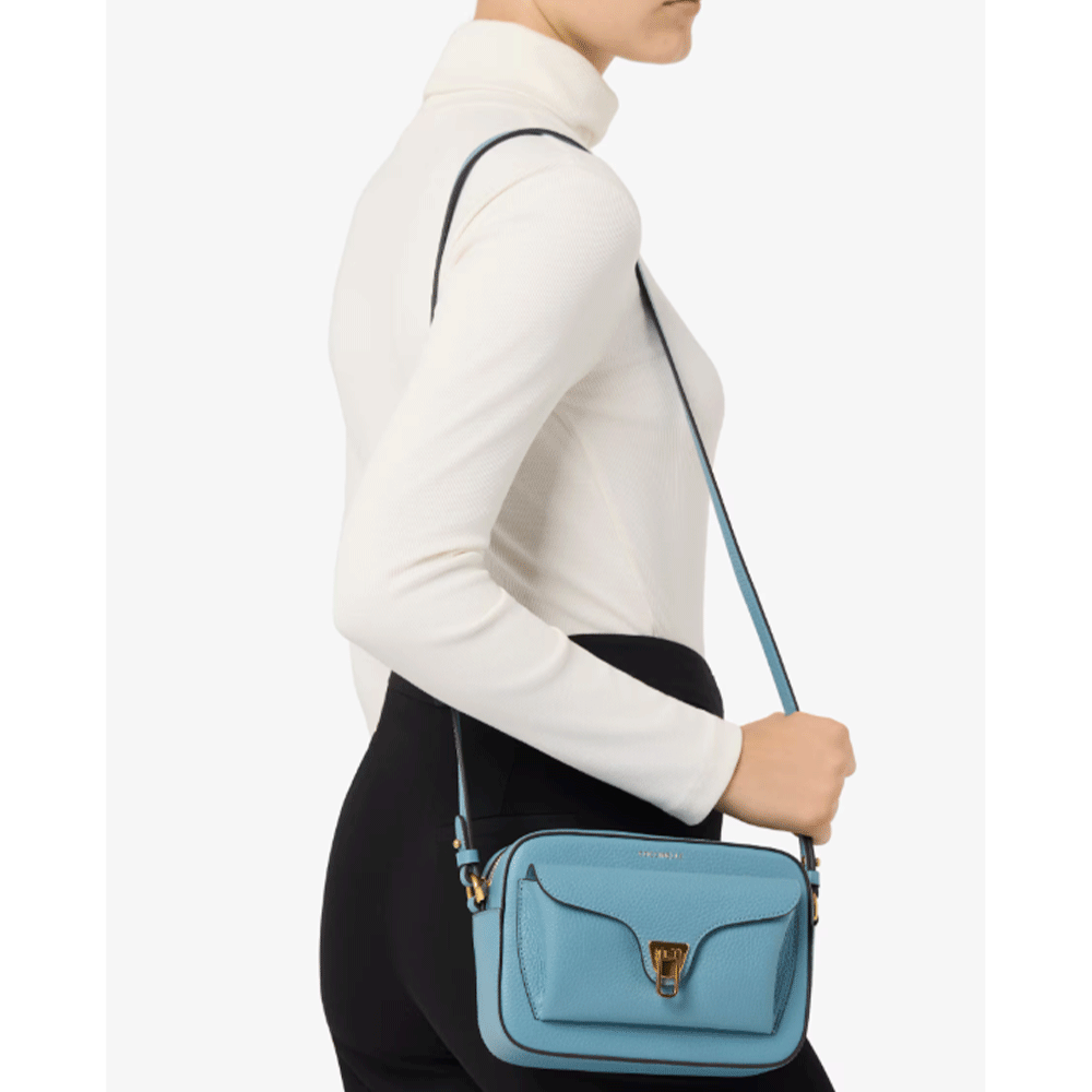 Borsa Donna a Tracolla COCCINELLE in Pelle Artic Blue linea Beat Soft Misura Small