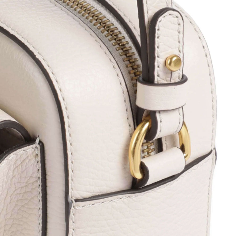 COCCINELLE Damen-Umhängetasche aus weißem Lammleder, Beat Soft Line, mittlere Größe