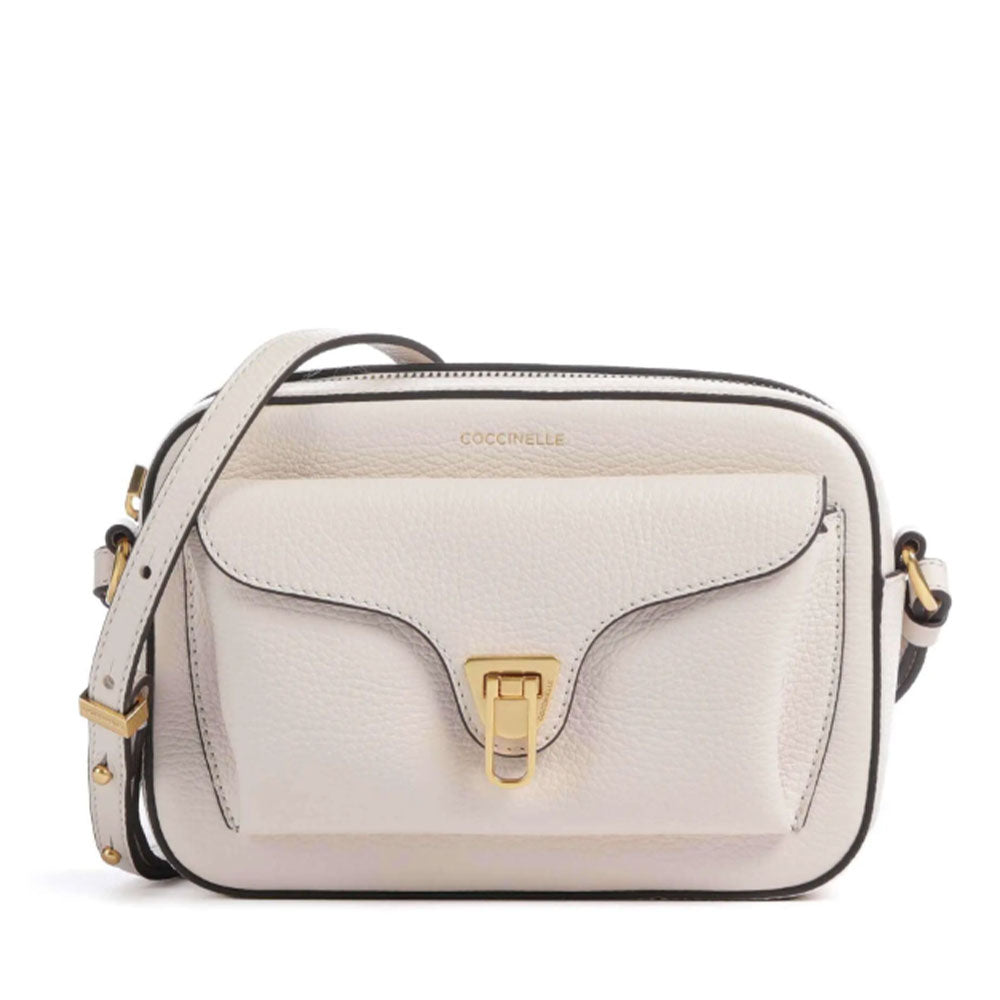 Borsa Donna a Tracolla COCCINELLE in Pelle Lambskin White linea Beat Soft Misura Media