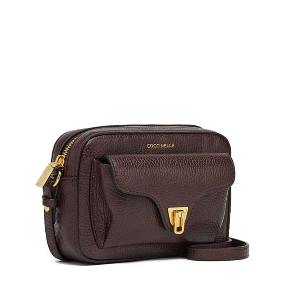 COCCINELLE Damen-Umhängetasche aus Fondant-braunem Leder der Linie Beat Soft, mittlere Größe