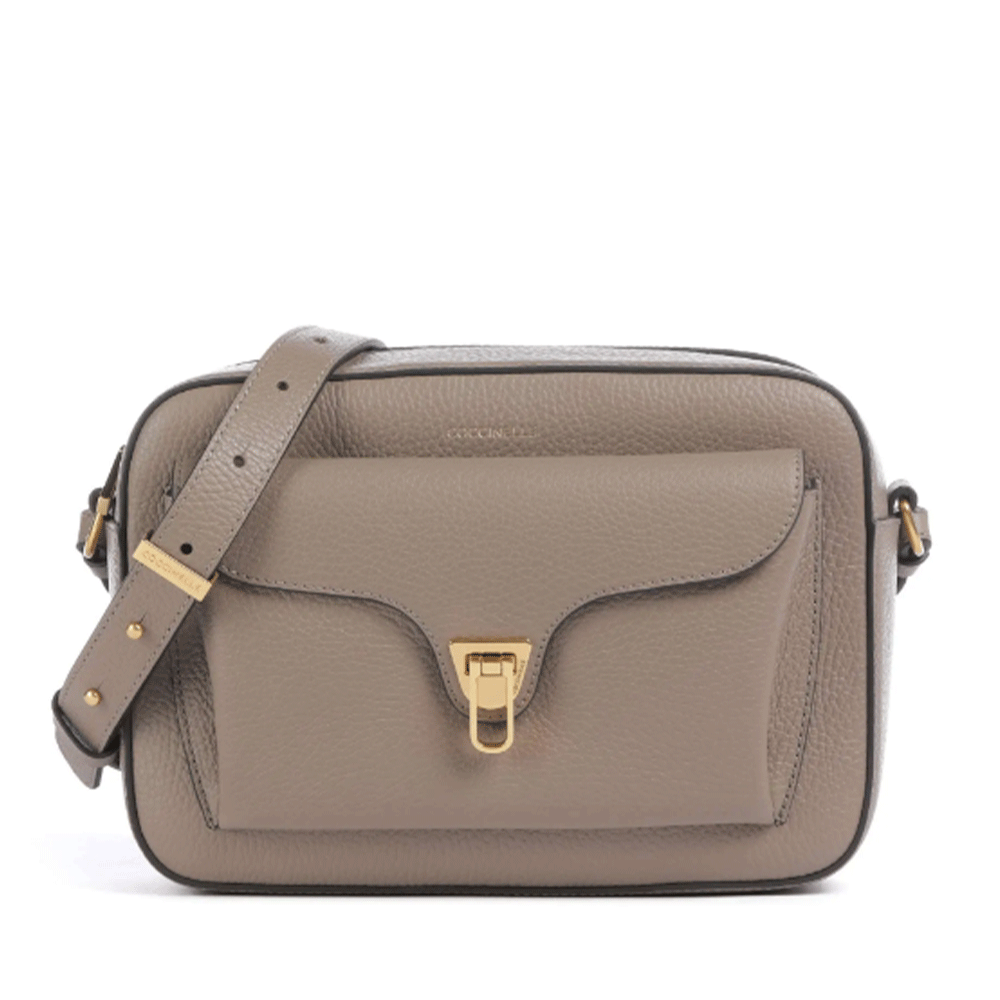 Borsa Donna a Tracolla COCCINELLE in Pelle Warm Taupe linea Beat Soft Misura Large