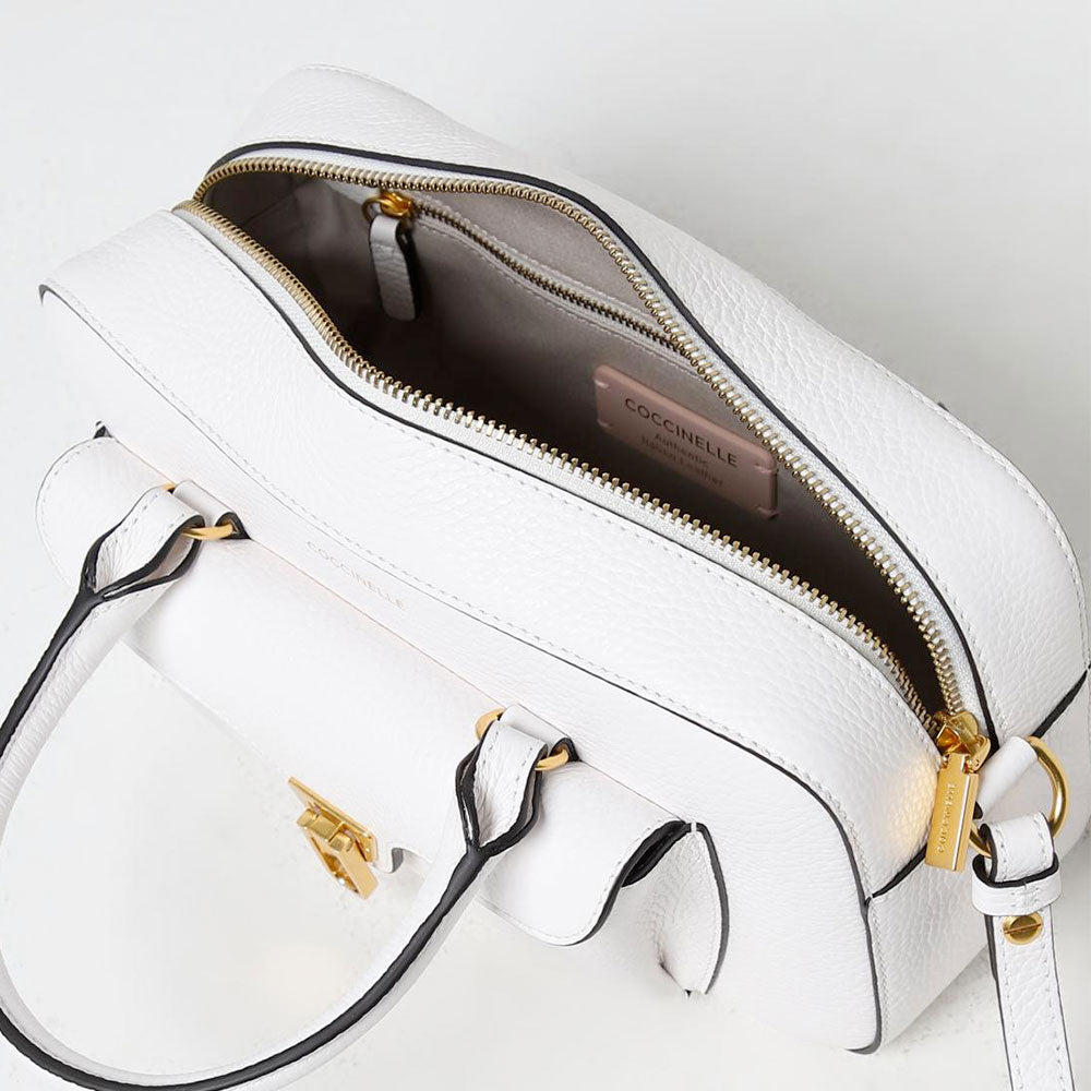 Damen-Henkeltasche COCCINELLE Modell Beat Soft aus Leder in Brillant White