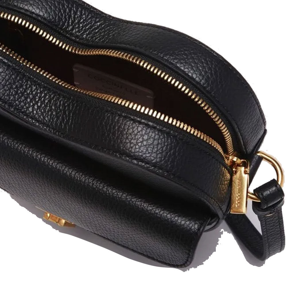 Borsa Donna a Tracolla Mini COCCINELLE a Forma di Cuore in Pelle Nera linea Beat Soft