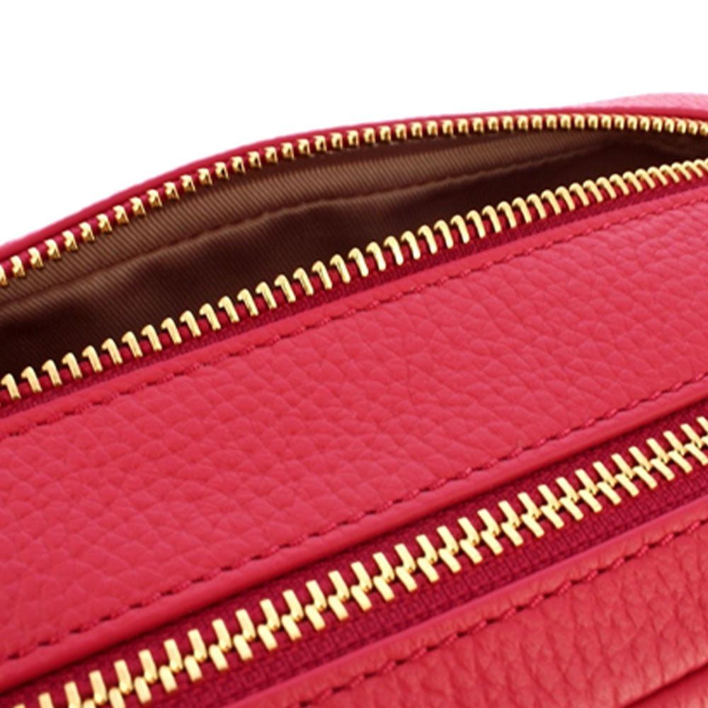 COCCINELLE Damen-Umhängetasche aus Leder der Gleen-Linie, Cranberry-Farbe