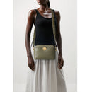 Borsa Donna a Tracolla chiusa con Zip COCCINELLE in Pelle Linea Liya Signature colore Laurel Green