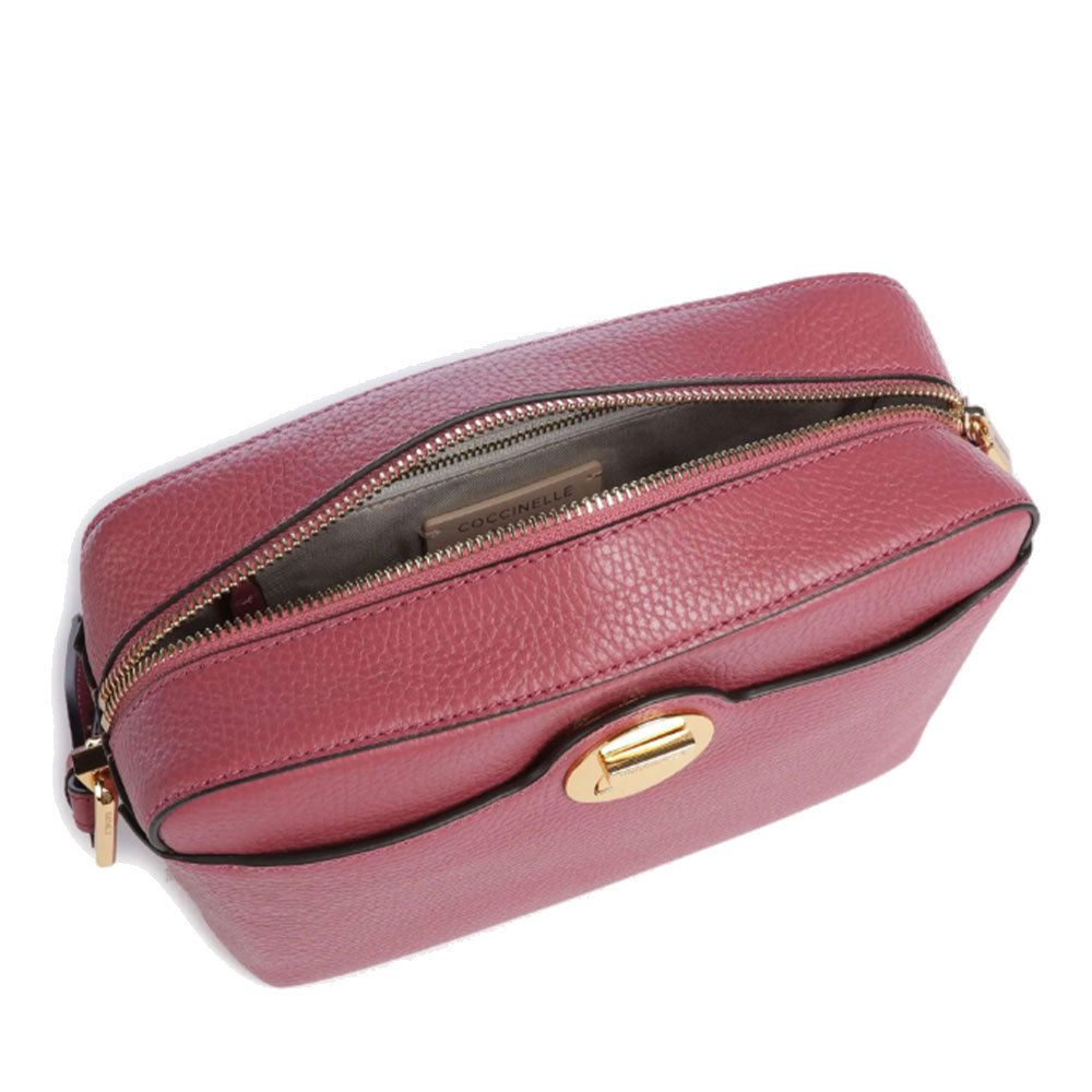 Borsa Donna a Tracolla chiusa con Zip COCCINELLE in Pelle Linea Liya Signature colore Rosewood