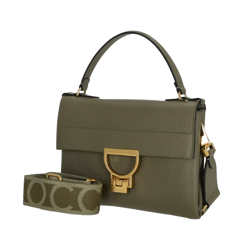 Borsa Donna a Mano con Tracolla COCCINELLE in Pelle Linea Arlettis Signature colore Laurel Green