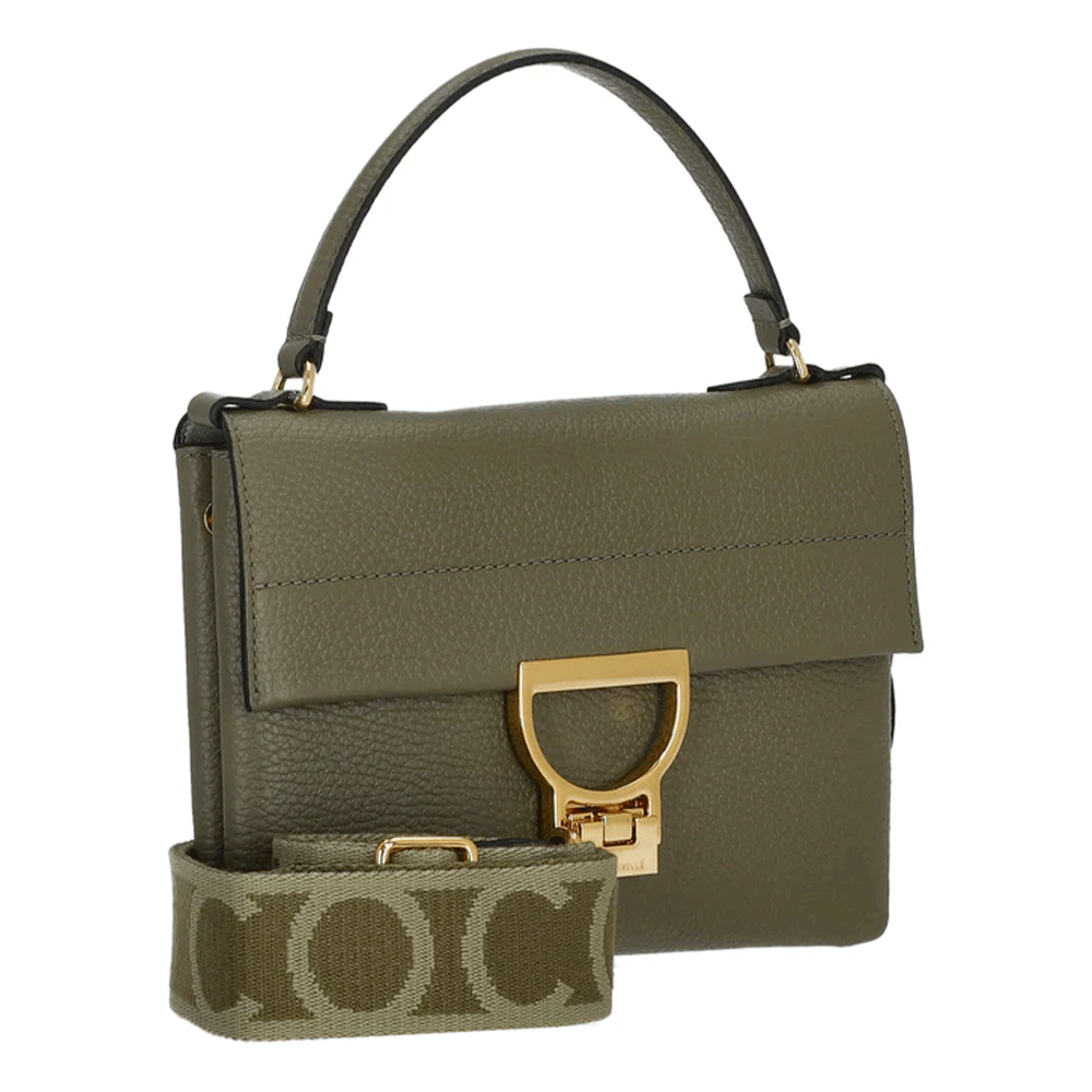 Borsa Donna a Mano con Tracolla COCCINELLE in Pelle Linea Arlettis Signature colore Laurel Green