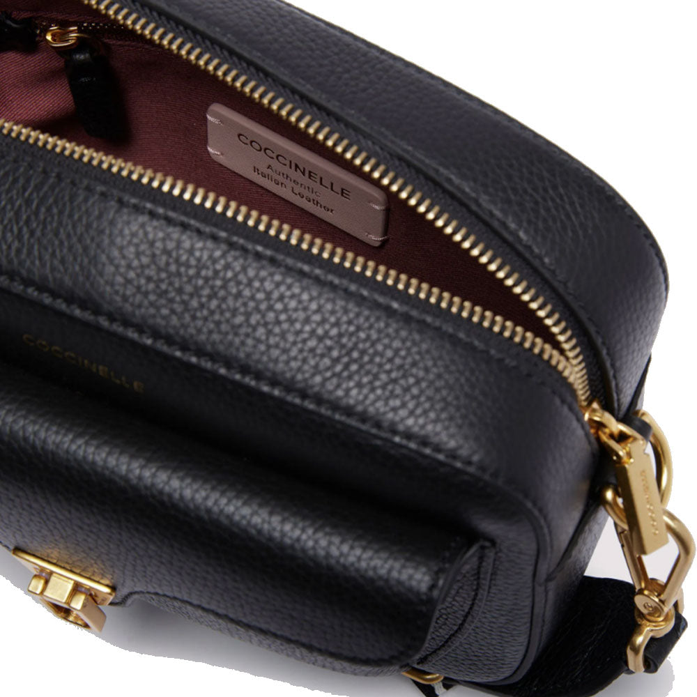 COCCINELLE Damen-Umhängetasche aus schwarzem Leder der Linie Beat Soft – E1NOF150201