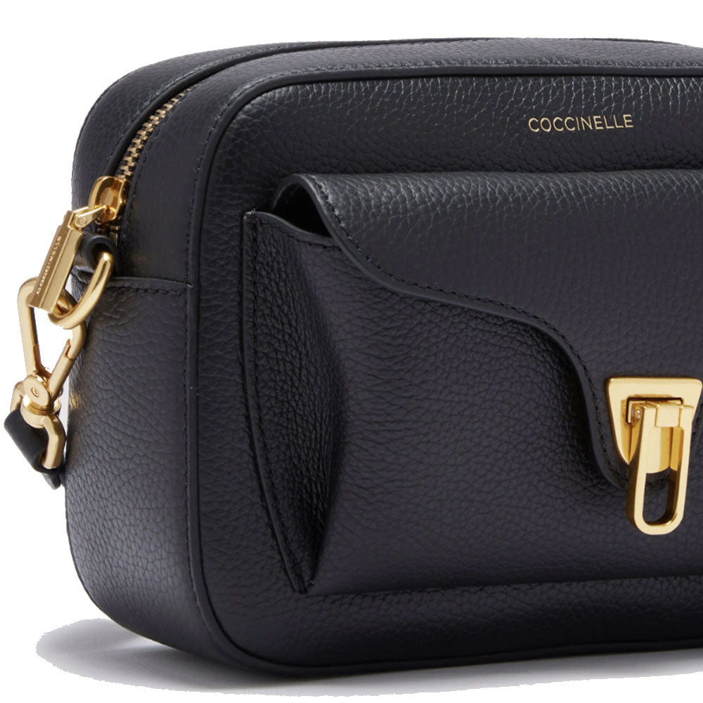 COCCINELLE Damen-Umhängetasche aus schwarzem Leder der Linie Beat Soft – E1NOF150201
