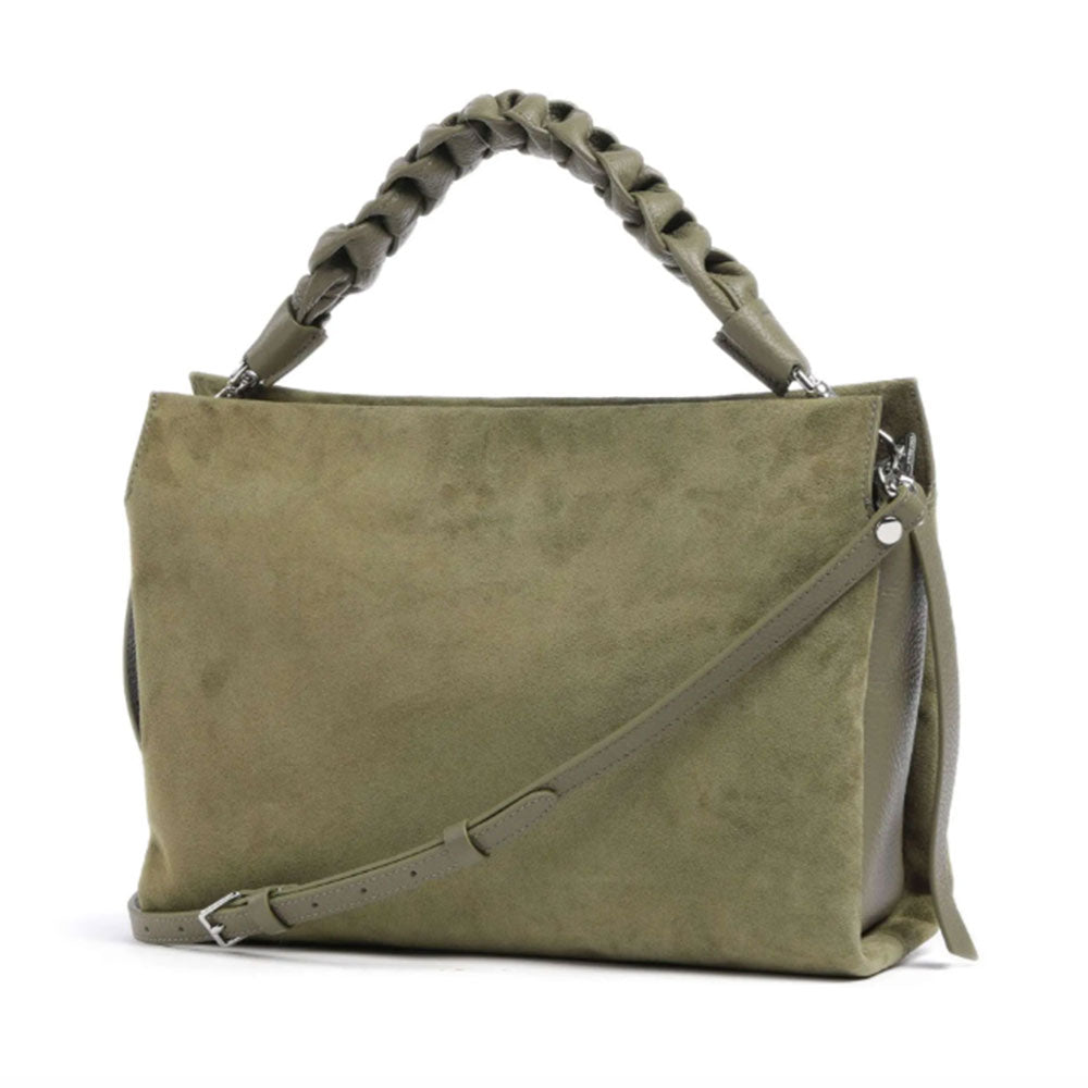 Borsa Donna a Mano COCCINELLE in Pelle Scamosciata linea Boheme Suede colore Laurel Green