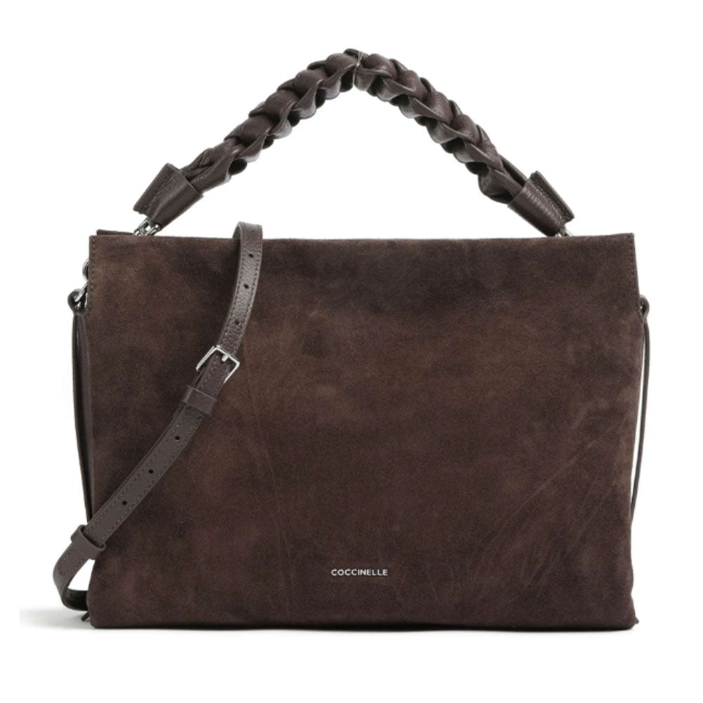 COCCINELLE Damenhandtasche aus Wildleder, Linie Boheme Suede, Farbe Fondant Brown
