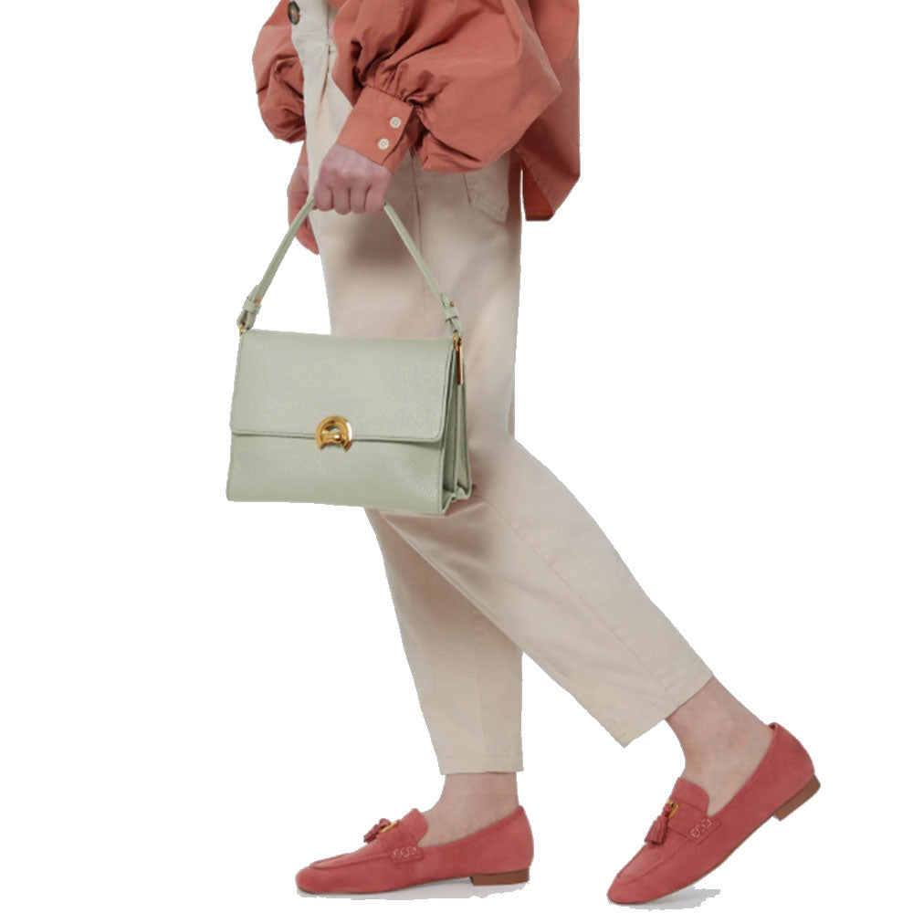 Borsa Donna a Mano con Tracolla COCCINELLE linea Binxie in Pelle Celadon Green