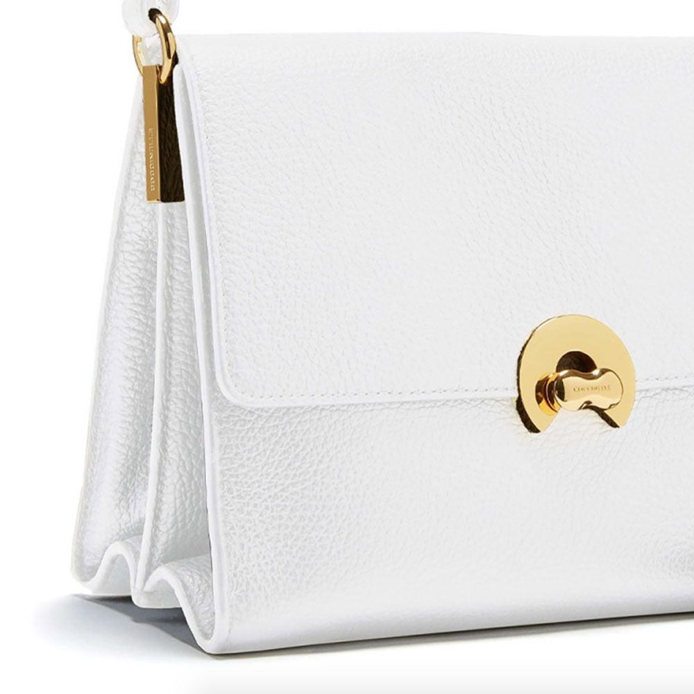 Borsa Donna a Mano con Tracolla COCCINELLE linea Binxie in Pelle Brillant White