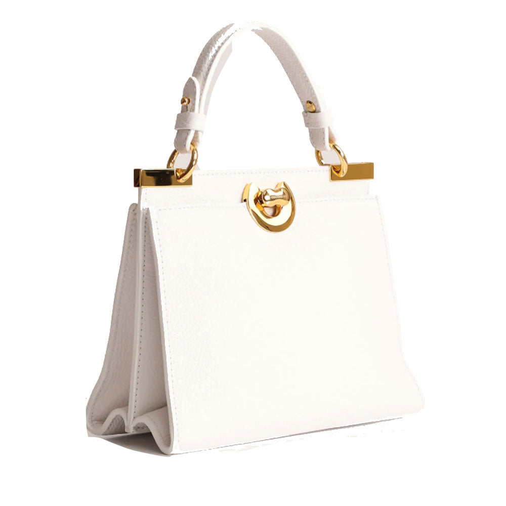 Borsa Donna a Mano COCCINELLE linea Binxie Small in Pelle Brillant White