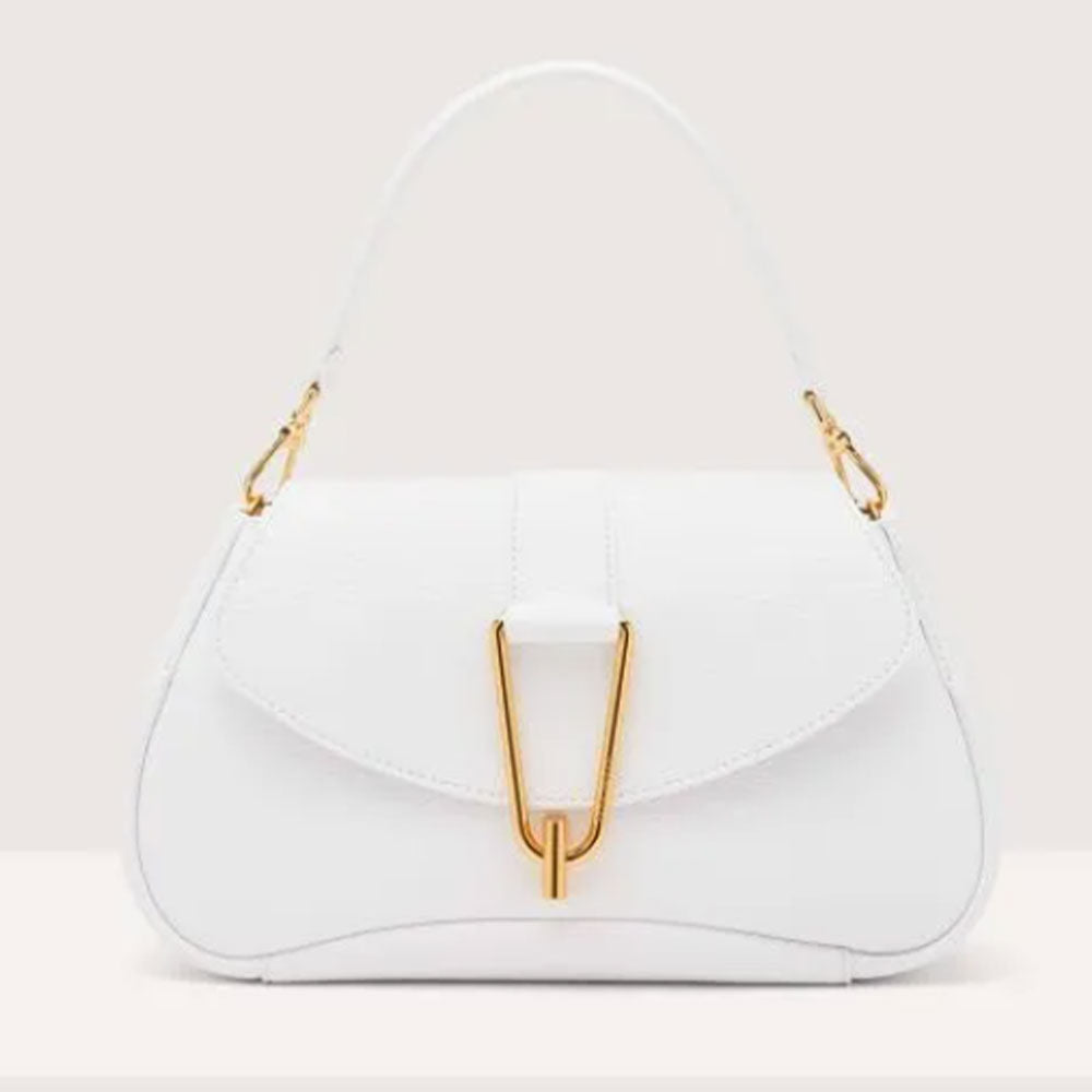 Borsa Donna a Mano con Tracolla COCCINELLE in Pelle linea Himma colore Brillant White