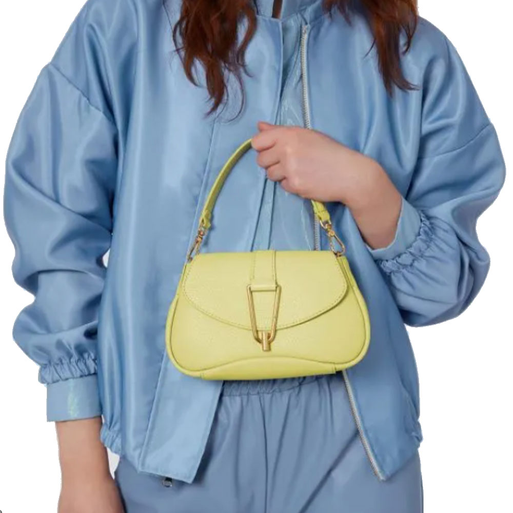 Borsa Donna a Mano con Tracolla COCCINELLE in Pelle linea Himma colore Lime Wash Misura Piccola