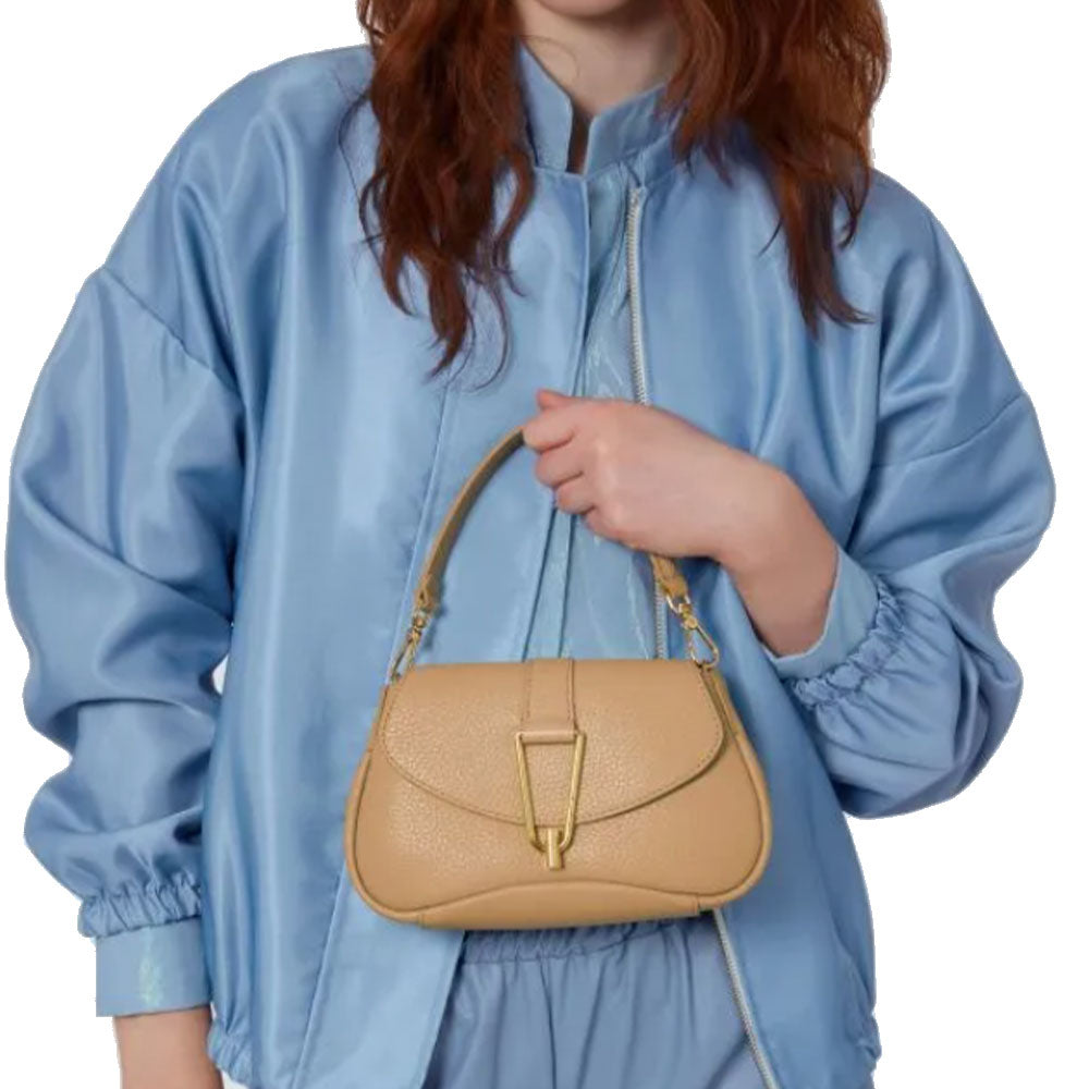 Borsa Donna a Mano con Tracolla COCCINELLE in Pelle linea Himma colore Fresh Beige Misura Piccola