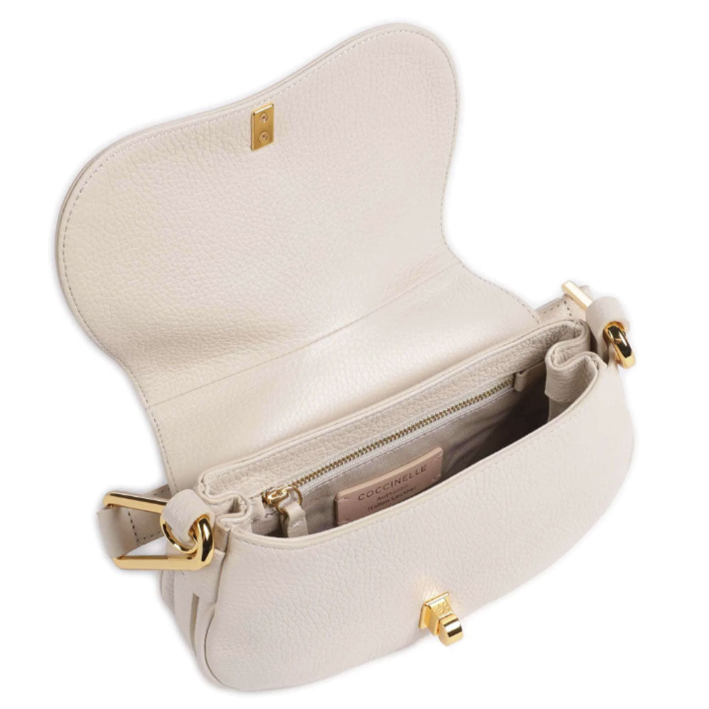 COCCINELLE Damenhandtasche aus Leder, Linie Magie, Lammfell, Farbe Weiß, Größe Klein