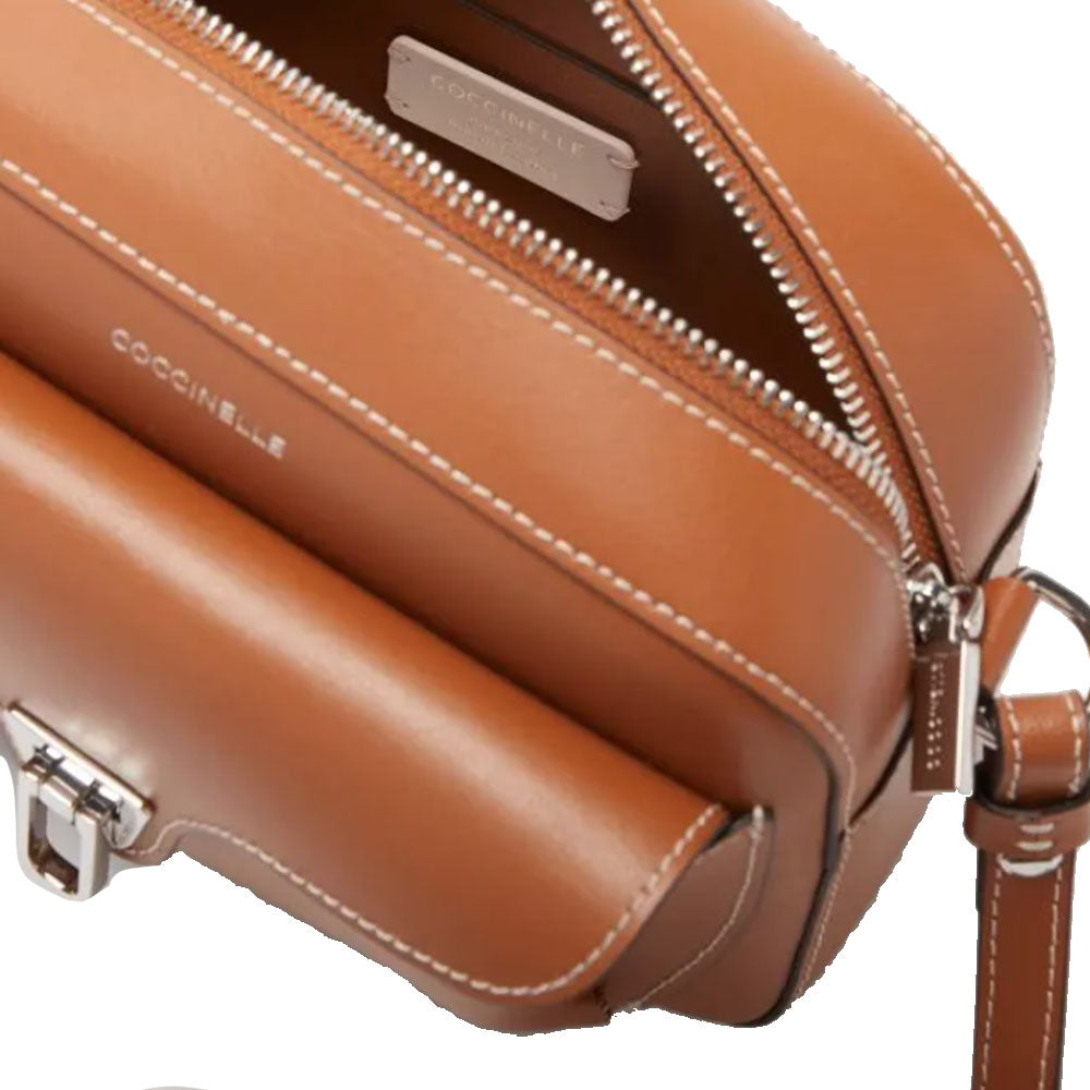 COCCINELLE Damen-Umhängetasche aus Glattleder Beat Line Farbe Cuir