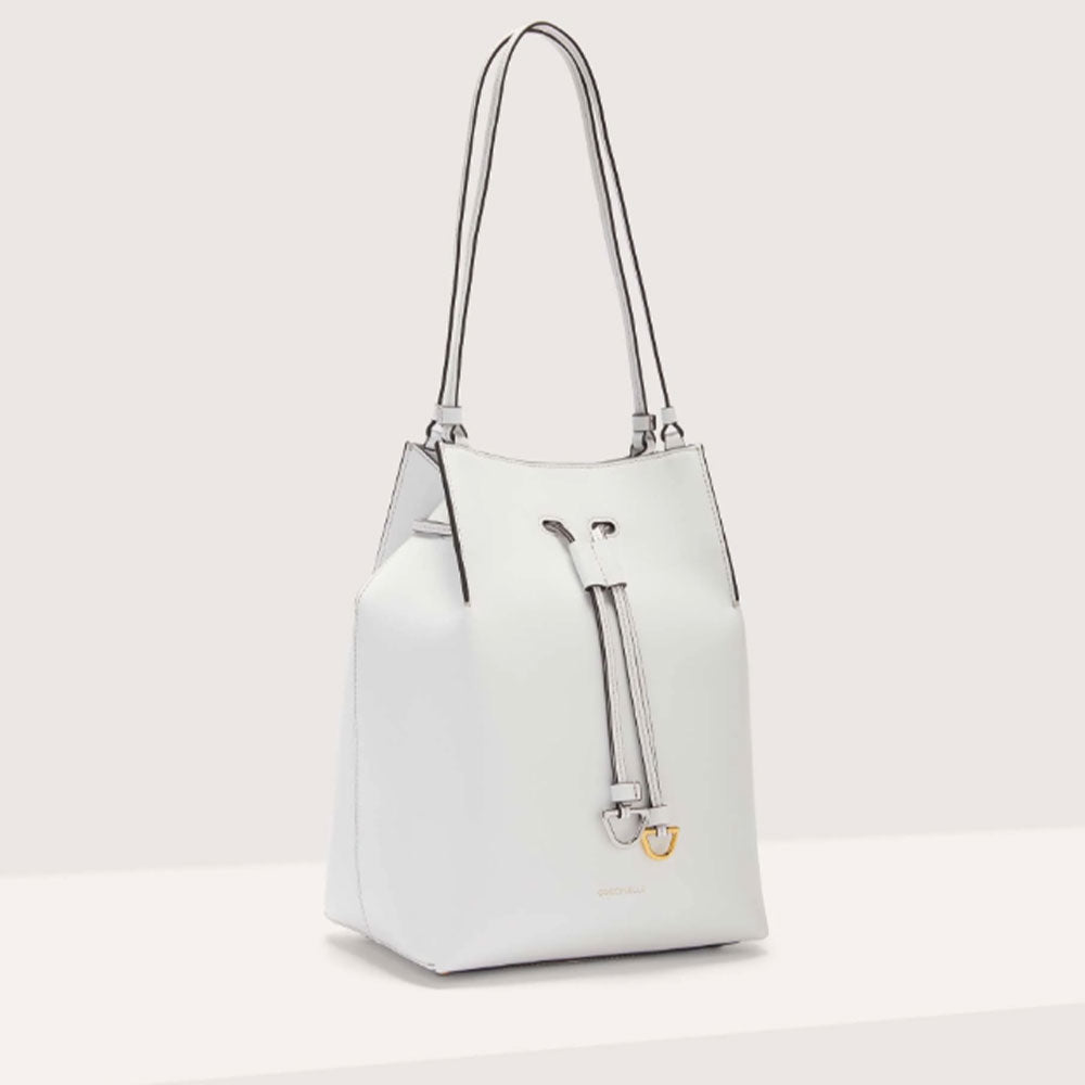 COCCINELLE Damen Umhängetasche aus Leder Roundabout Line Brillantweiß