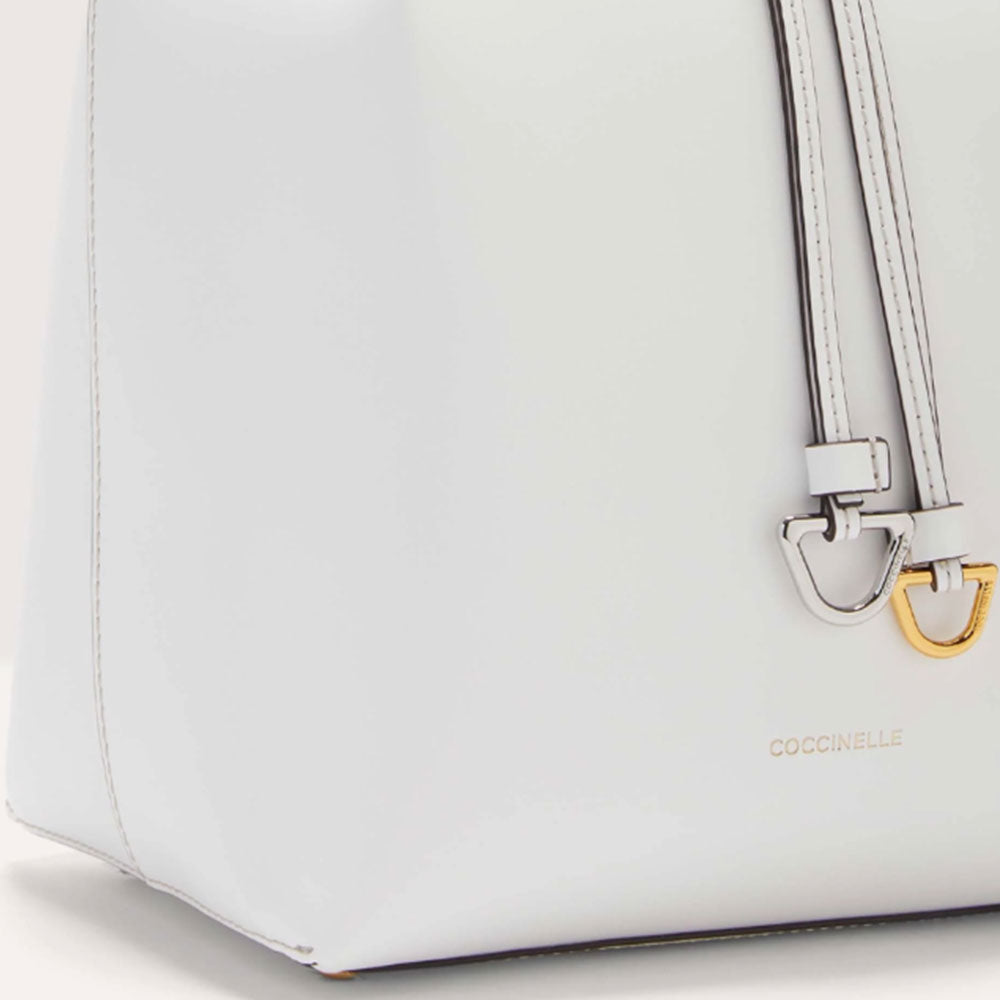 COCCINELLE Damen Umhängetasche aus Leder Roundabout Line Brillantweiß