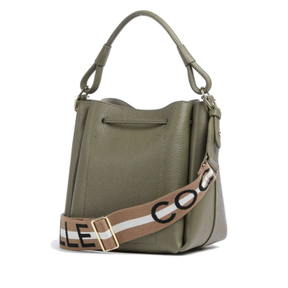 COCCINELLE Eclyps Kleine Damen-Beutelhandtasche aus lorbeergrünem Leder