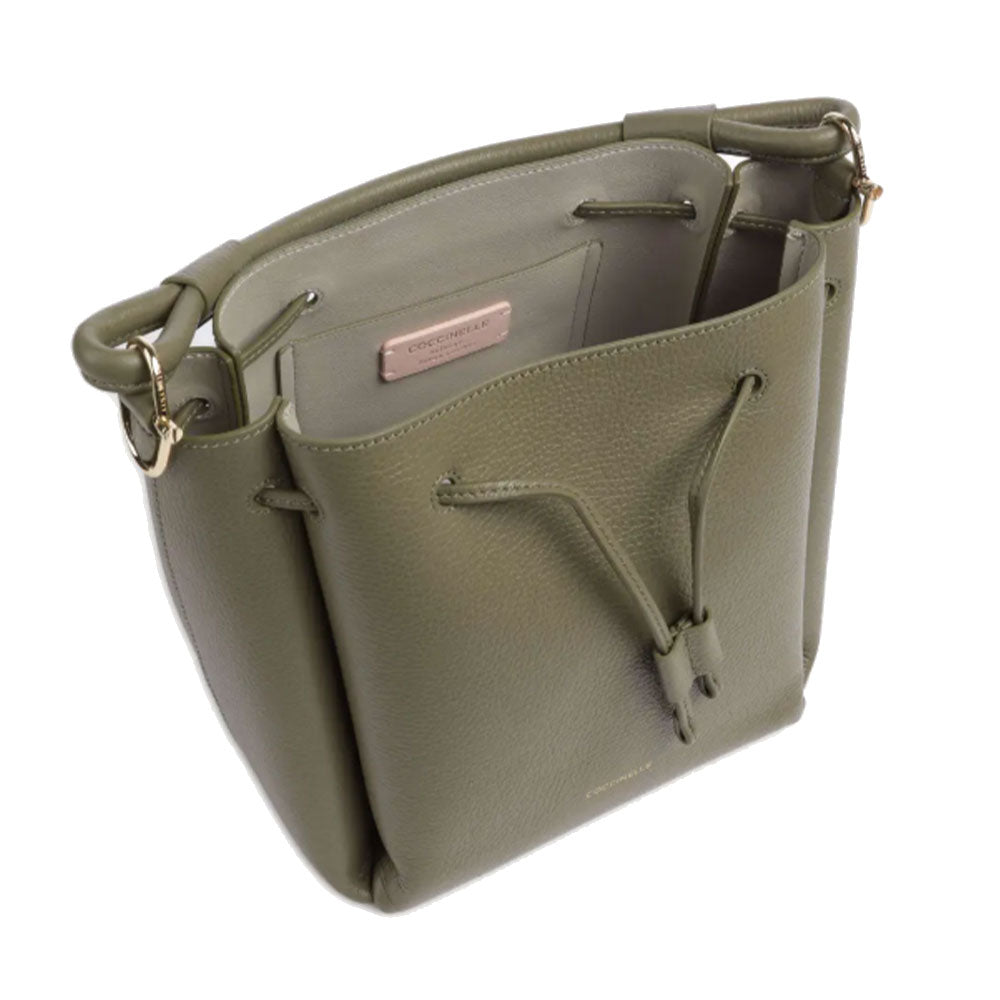 COCCINELLE Eclyps Kleine Damen-Beutelhandtasche aus lorbeergrünem Leder