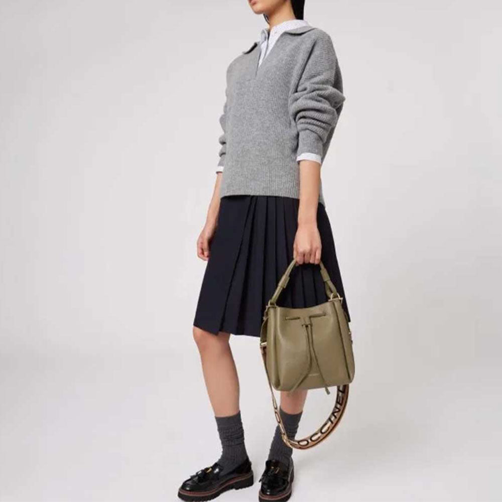 COCCINELLE Eclyps Kleine Damen-Beutelhandtasche aus lorbeergrünem Leder