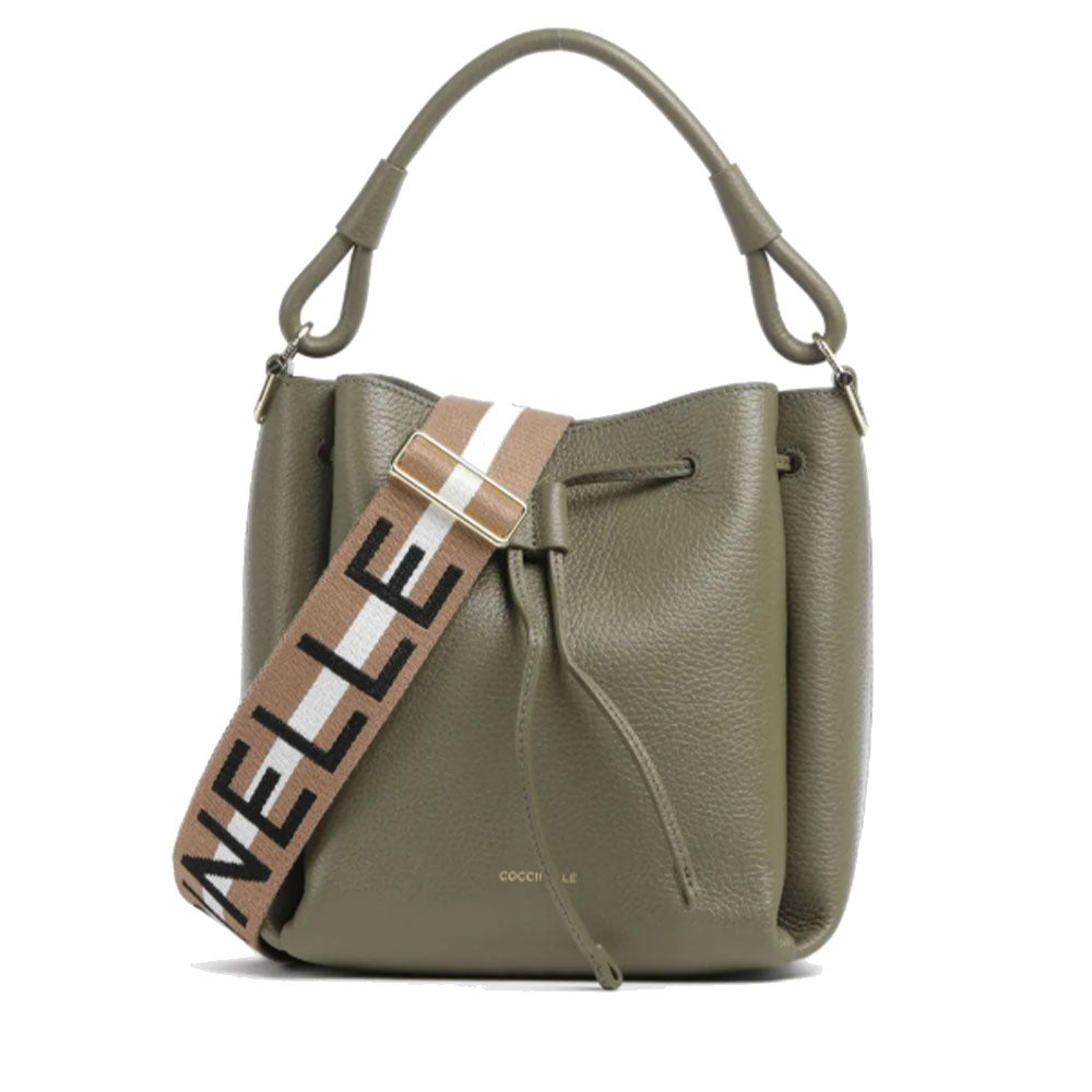 COCCINELLE Eclyps Kleine Damen-Beutelhandtasche aus lorbeergrünem Leder