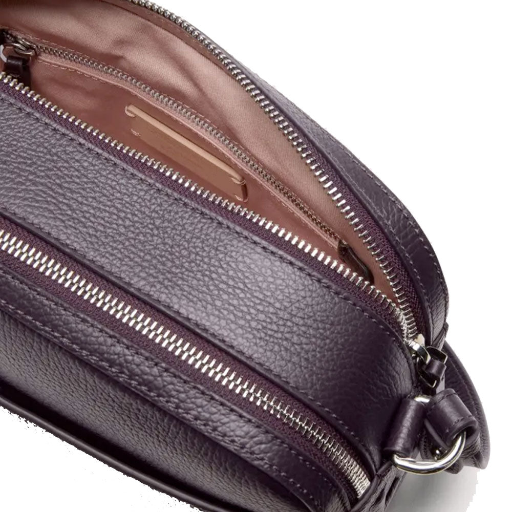 Women's Leather Camera Crossbody Bag COCCINELLE Myrtha in Prune