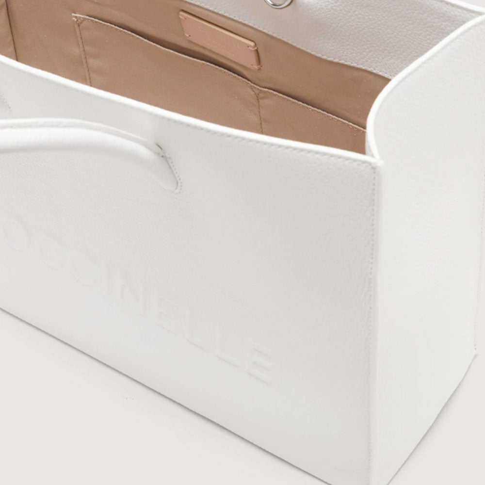 COCCINELLE Damenhandtasche aus Leder Myrtha Line Brillantweiß