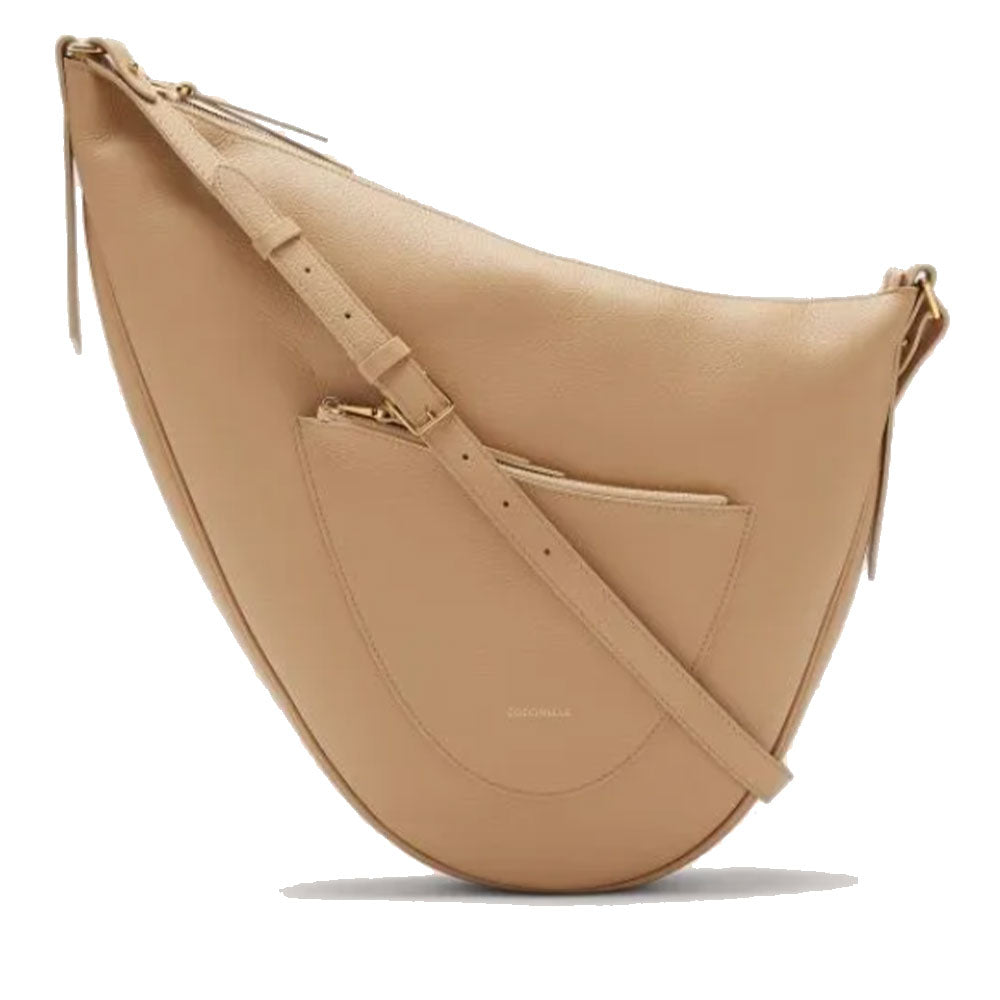 COCCINELLE Snuggie Medium Asymmetrical Damen Schultertasche aus frischem beigefarbenem Leder - Sunrise