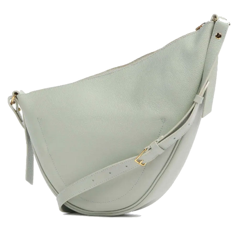 COCCINELLE Snuggie Small Asymmetrical Damen Schultertasche aus Celadongrünem Leder - Warm Taupe