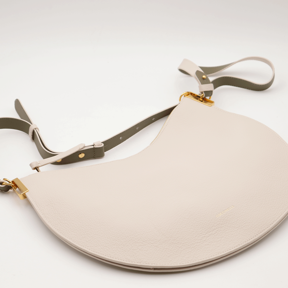 Borsa Donna a Spalla COCCINELLE in Pelle Linea Sunup  Maxi Lambskin White - Laurel Green
