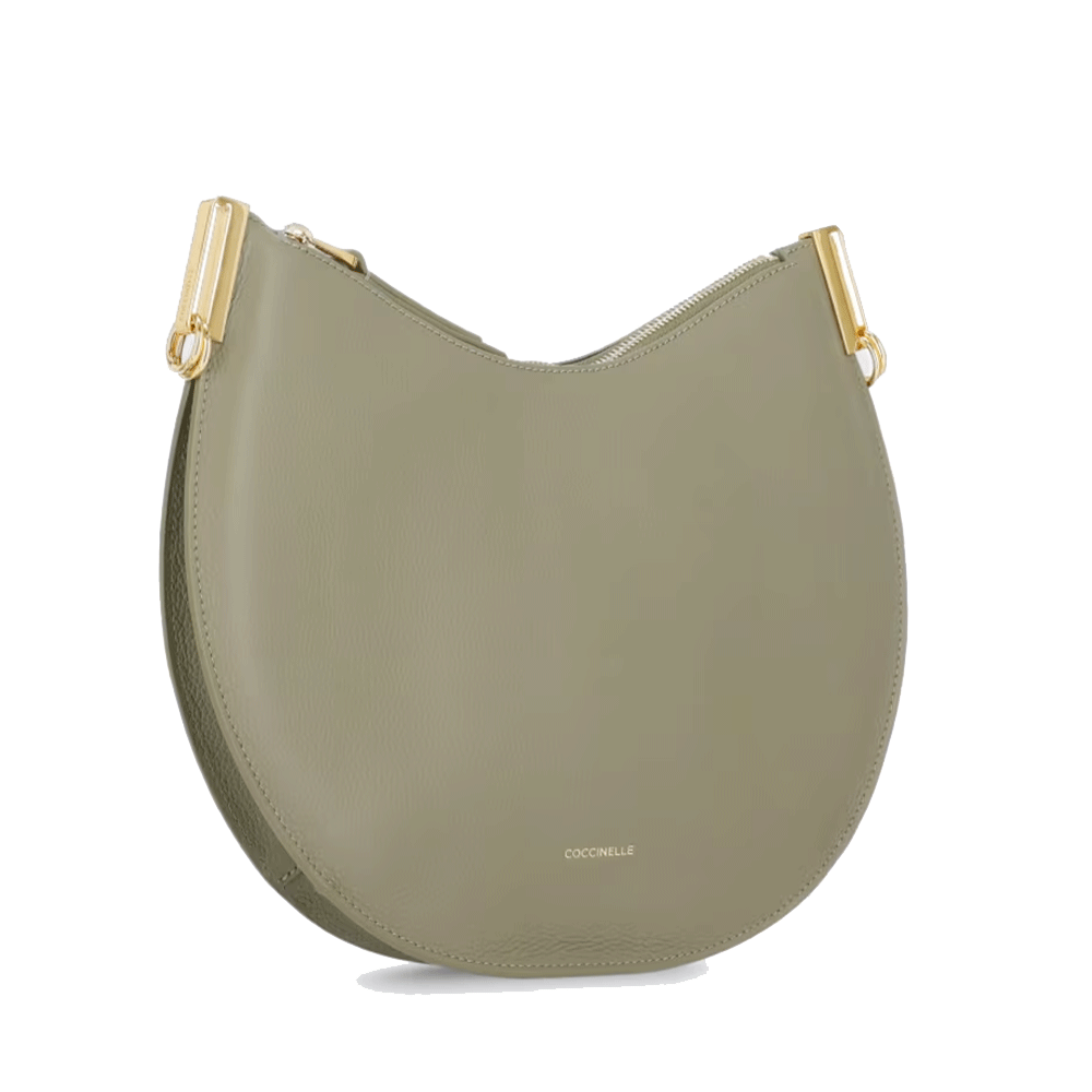 Borsa Donna a Spalla COCCINELLE in Pelle Linea Sunup colore Laurel Green - Fondant Brown