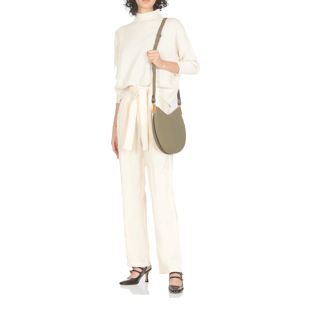 Borsa Donna a Spalla COCCINELLE in Pelle Linea Sunup colore Laurel Green - Fondant Brown