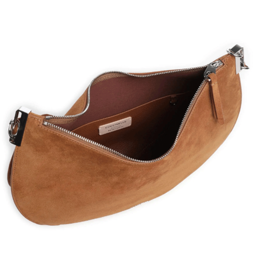 Borsa Donna a Spalla COCCINELLE in Camoscio Linea Sunup colore Cognac