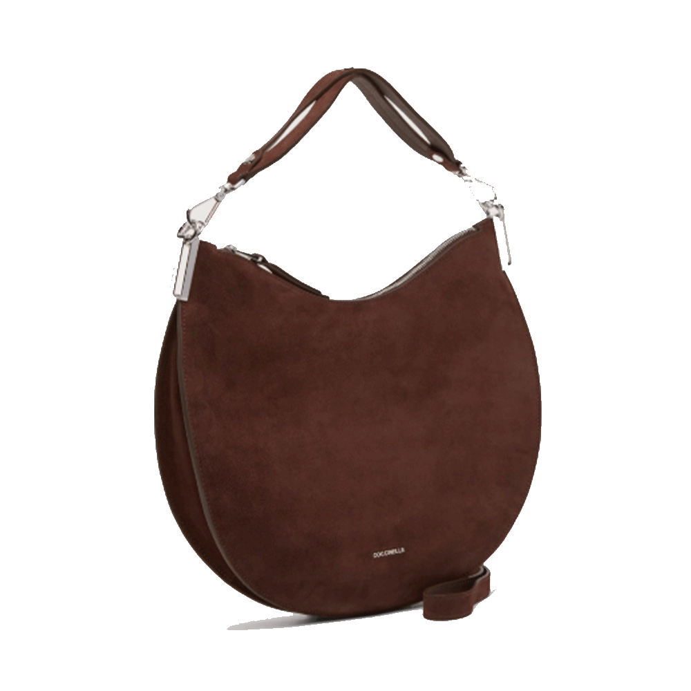 Borsa Donna a Spalla COCCINELLE in Camoscio Linea Sunup colore Brunette