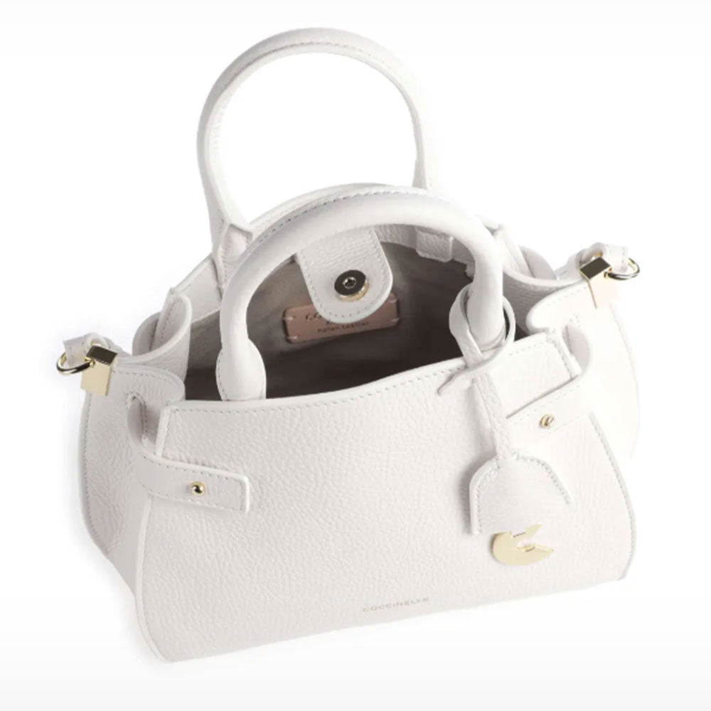 COCCINELLE Damen Handtasche Klichè Line in Brillant White Leder Größe Small
