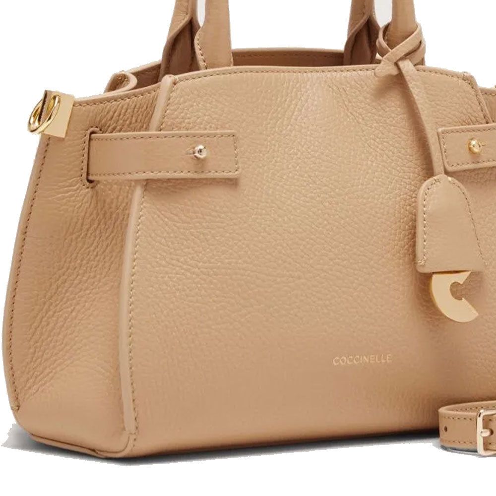 COCCINELLE Damen Handtasche Klichè Line aus frischem beigefarbenem Leder Größe Small