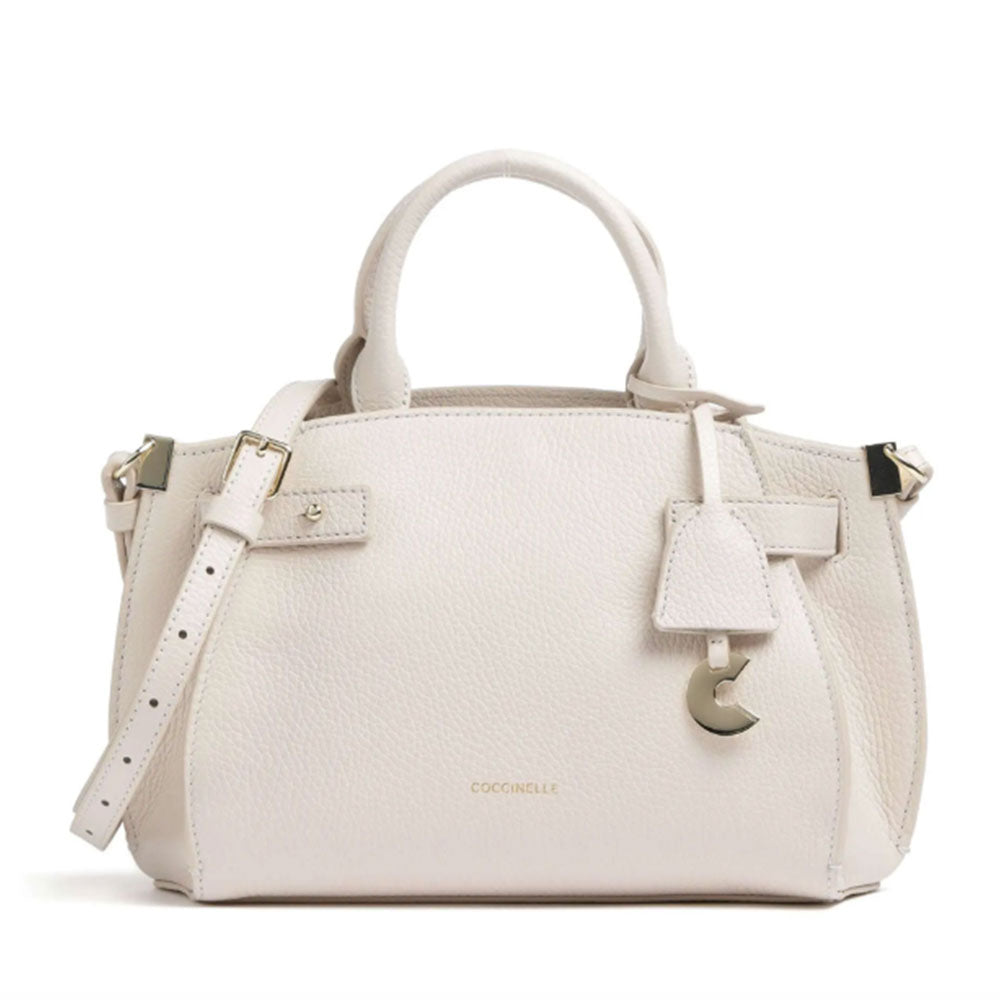 Borsa Donna a Mano COCCINELLE Linea Klichè in Pelle Lambskin White Misura Small