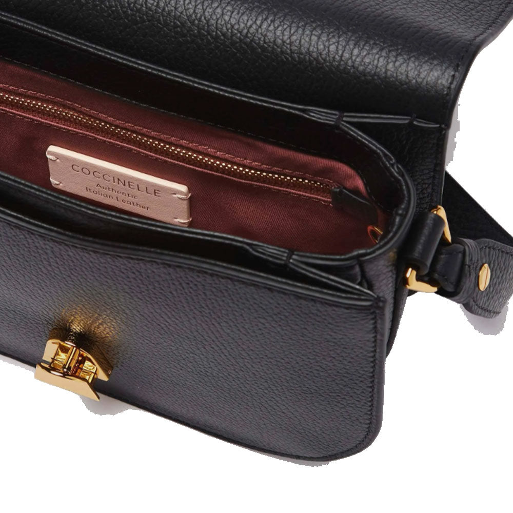 COCCINELLE Damen Umhängetasche aus schwarzem Leder Dew Small Line