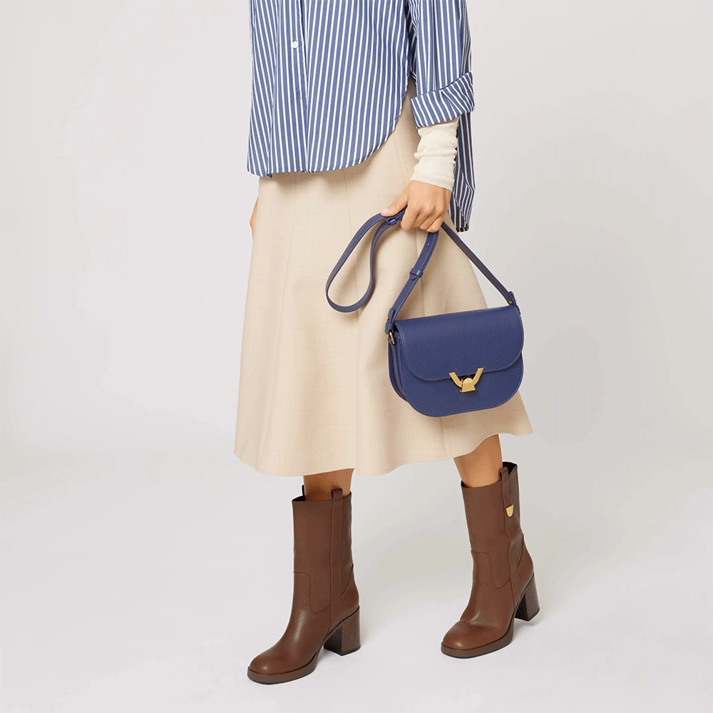 Borsa Donna a Tracolla COCCINELLE in Pelle Royal Blue linea Dew Small