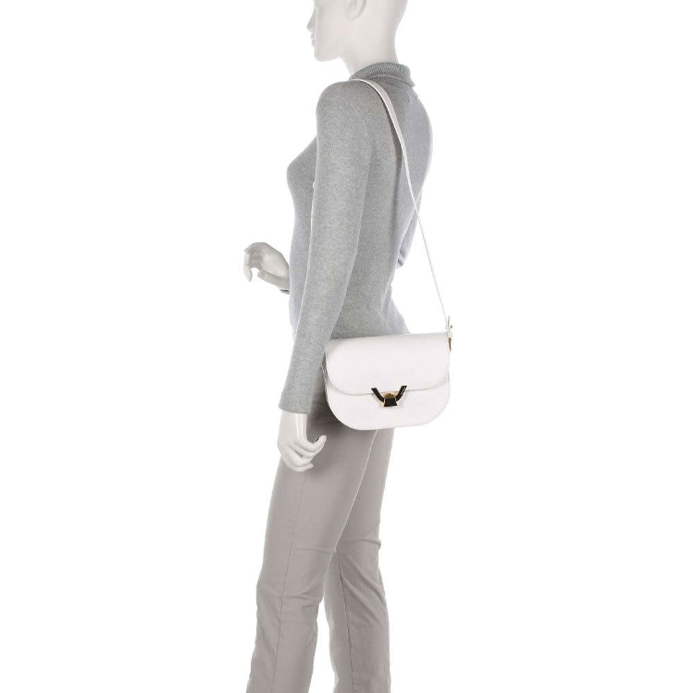 COCCINELLE Damen Schultertasche aus brillantweißem Leder Dew Small Line